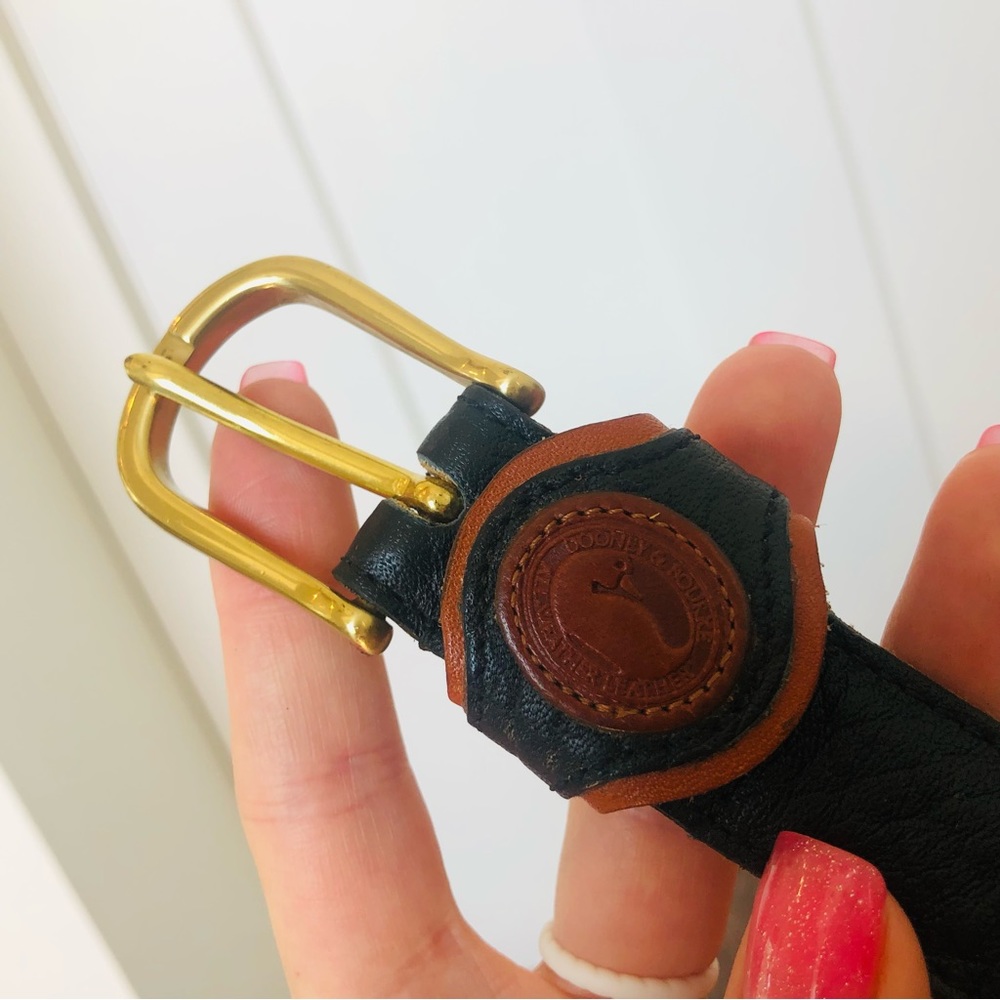 Vintage Dooney & Bourke all weather pebbled Black British Tan Belt -USA … - Picture 9 of 11